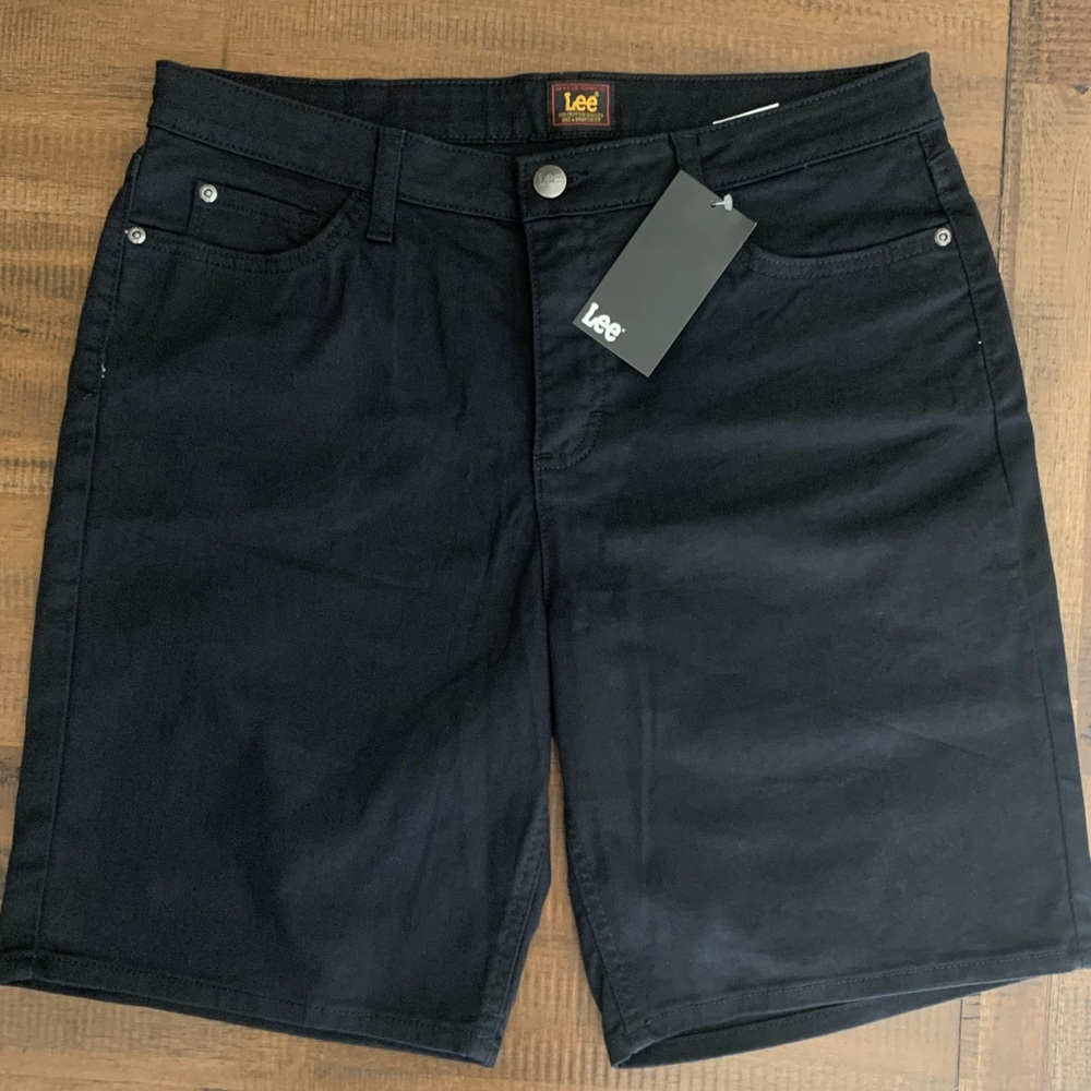 Lee Unionall Black Mid Rise Shorts
